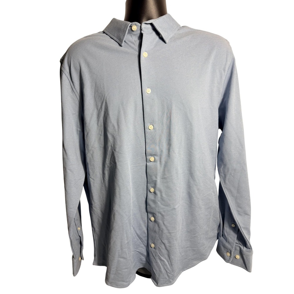 Goodfellow & Co Dress Shirt Mens Large Blue Solid‎ Long Sleeve Button Front